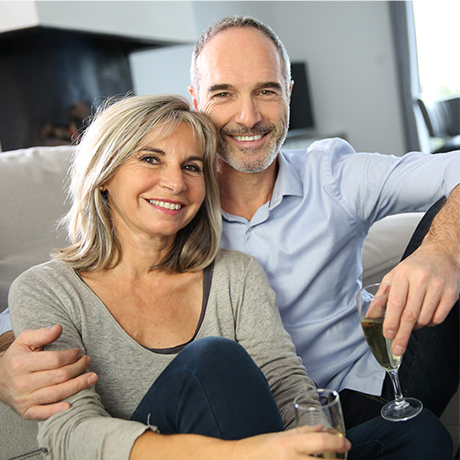 Smiling older man and woman