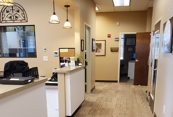 Hallway to dental exam rooms