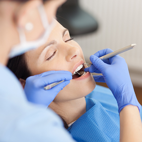 Relaxed woman in dental chair